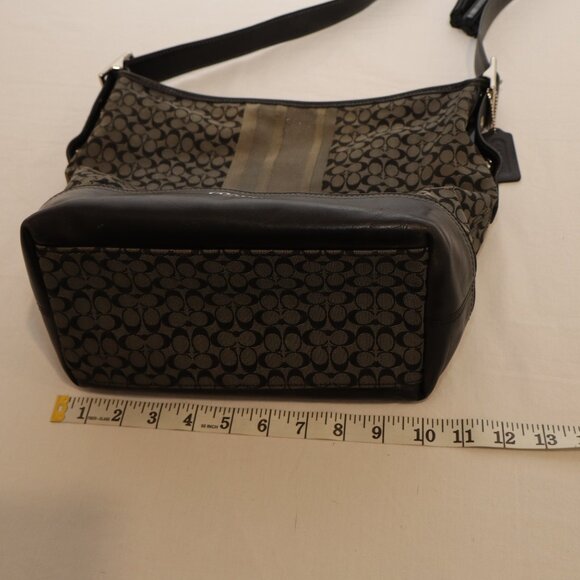 Coach Legacy Signature Stripe Duffle Shoulder Bag Black Gray D1271-19918 Adjust - Picture 9 of 12